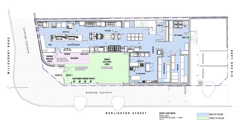 Plans for the ground floor restaurant do not include a public bathroom.
