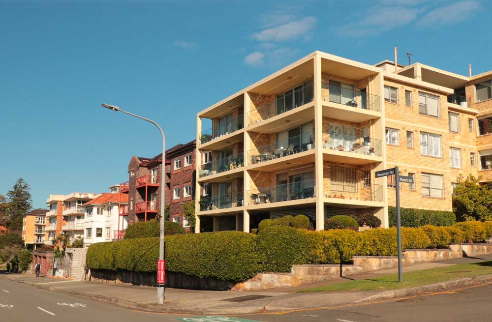 The existing site. The two apartment blocks currently hold 17 apartments between them.