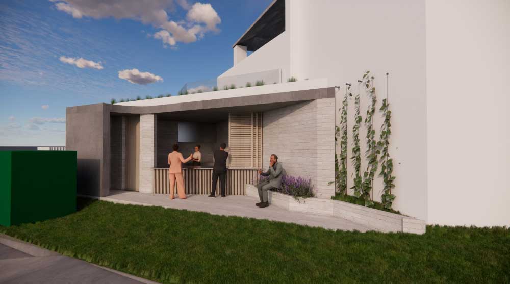 Patch2 An artists impression of the Kiosk to be built on the site.