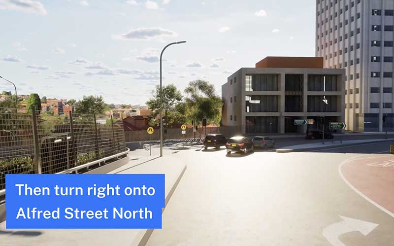 And then turn right again into Alfred St North.