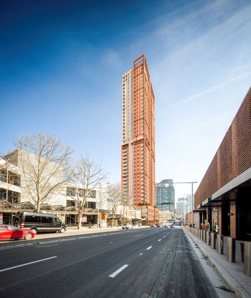 tower-1 An artist’s impression of the 40-storey tower originally approved for the site in 2025. The new vertical village will be two storeys taller.