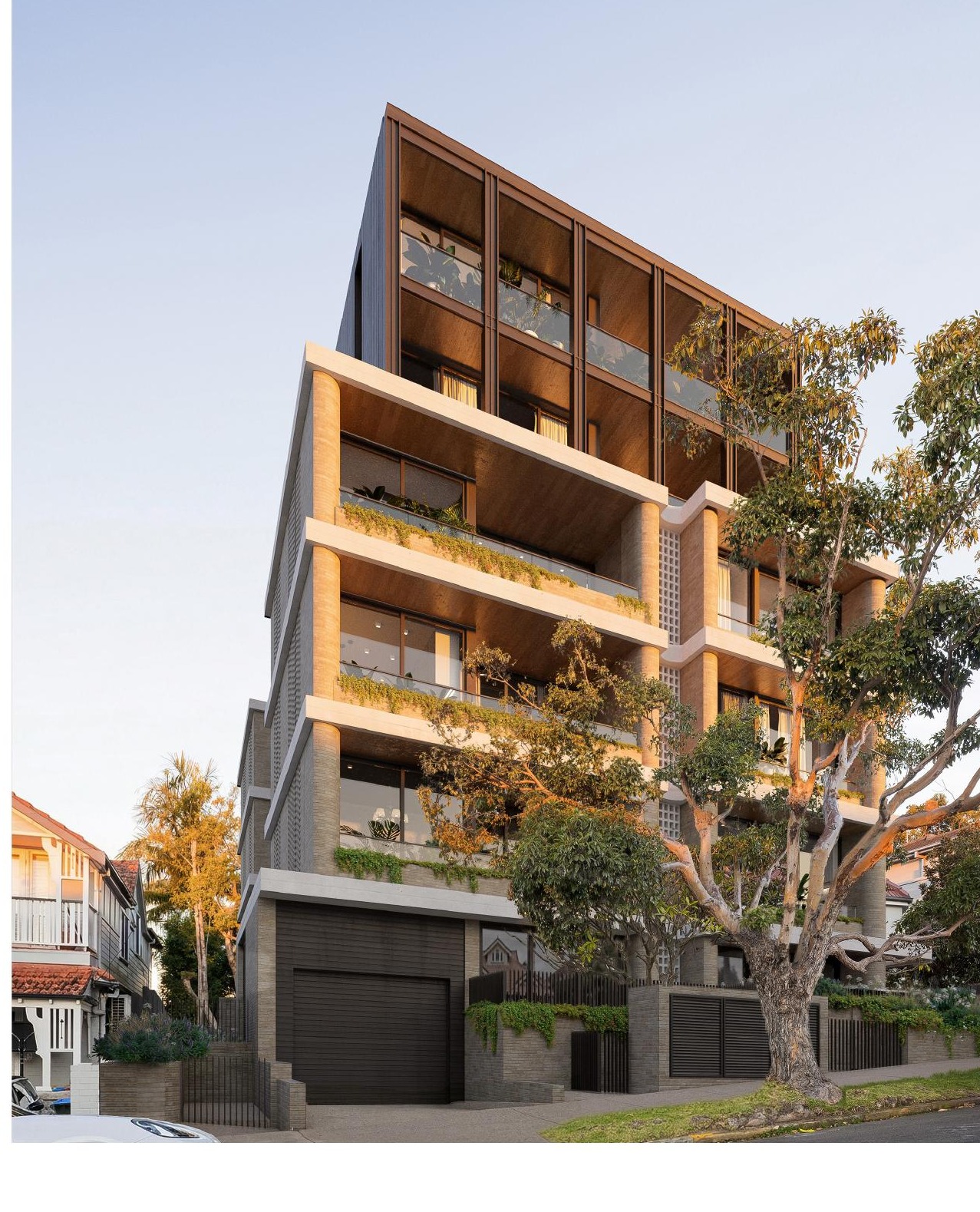 Render of the six-storey block at 53 Bond Street rising over a neighbouring cottage
