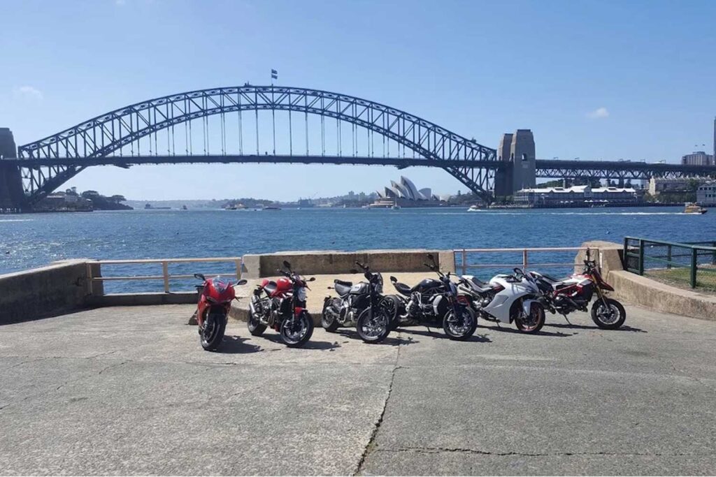 Blues Point Road meets the harbour at McMahons Point, looking to the Harbour Bridge and Sydney city
