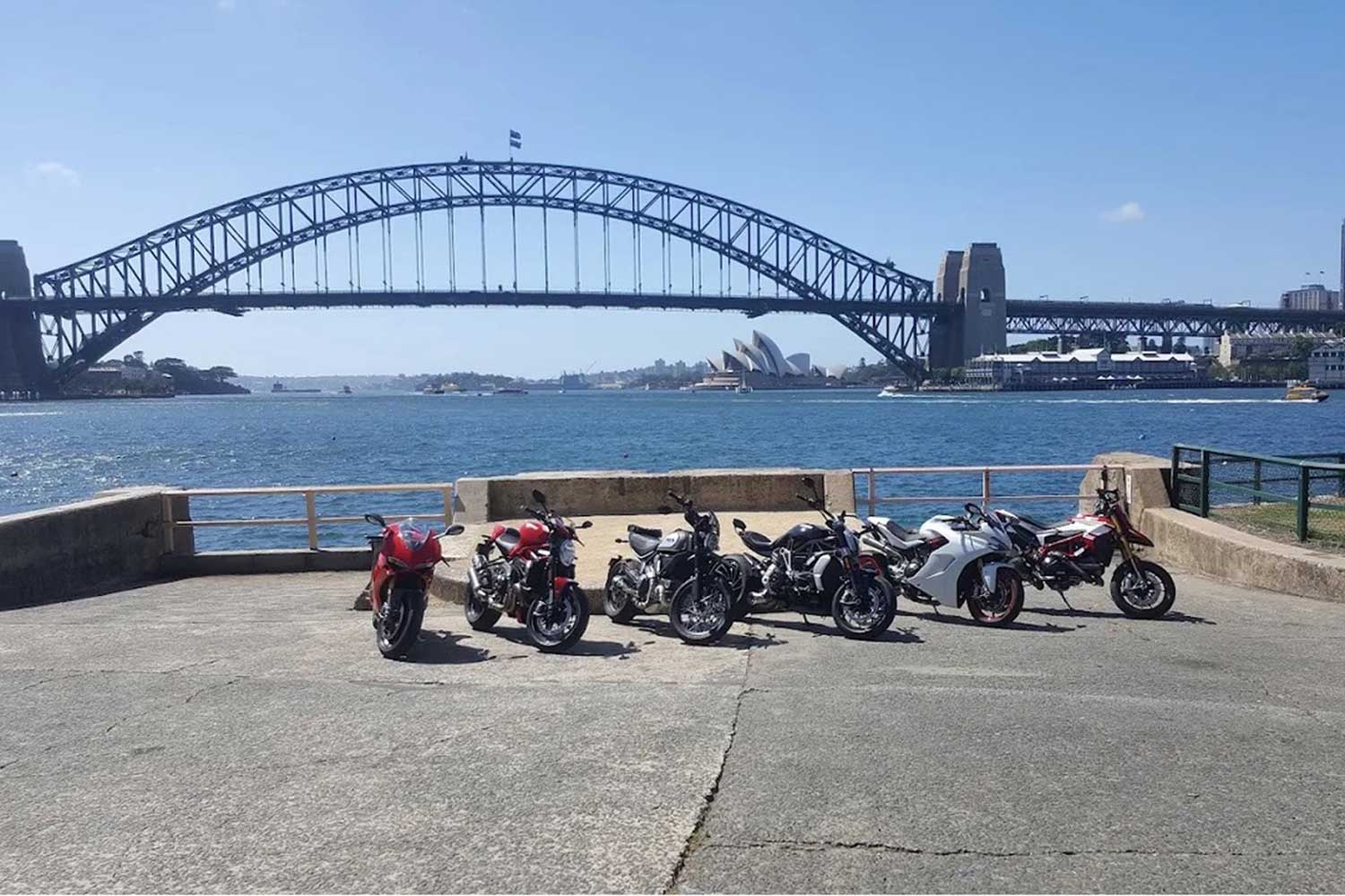 Blues Point Road meets the harbour at McMahons Point, looking to the Harbour Bridge and Sydney city