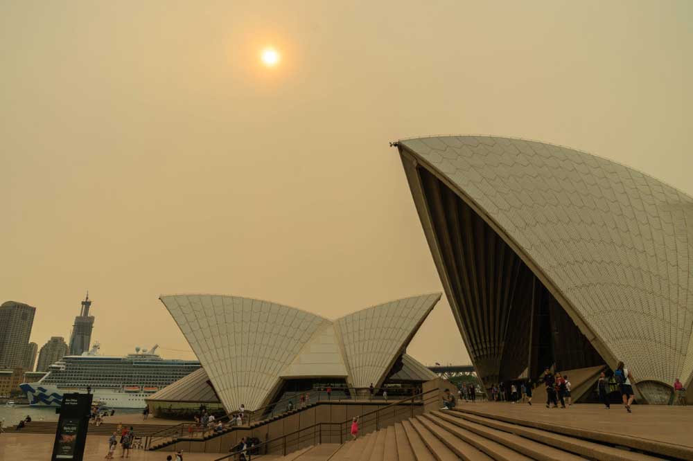 Smoked filled sky over the Sydney Opera House