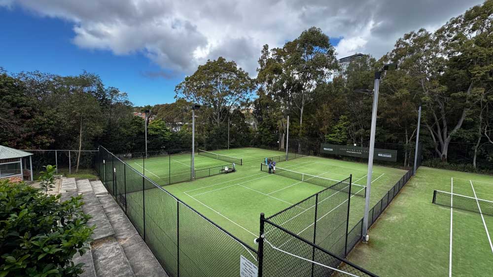 Drone image of Tennis Courts