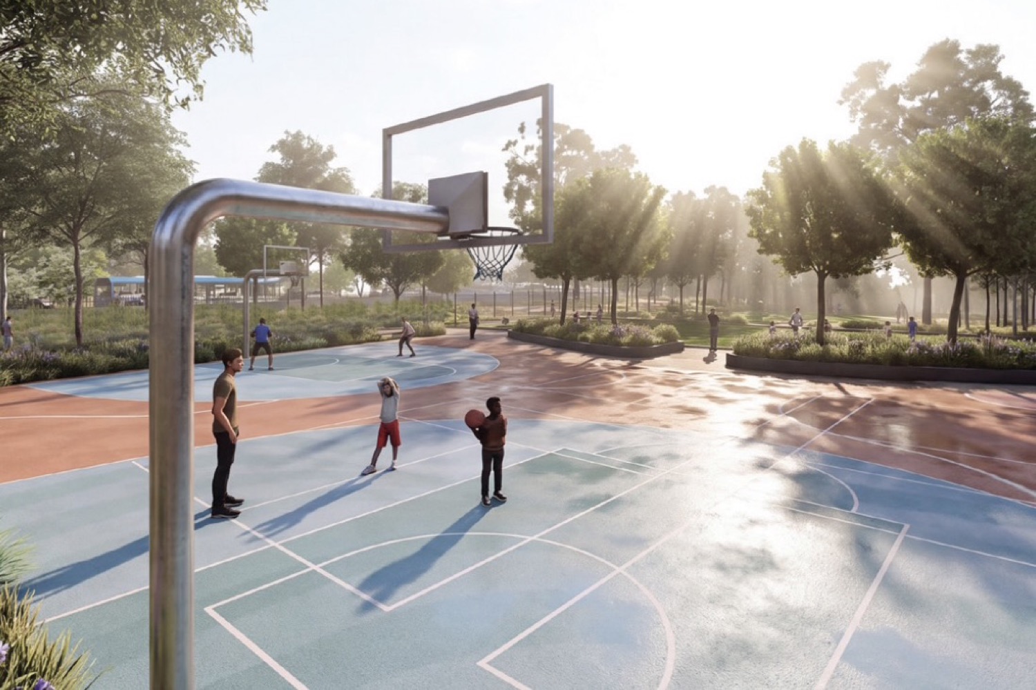 Artist's impression of the multi-use half court planned for Cammeray Parklands.