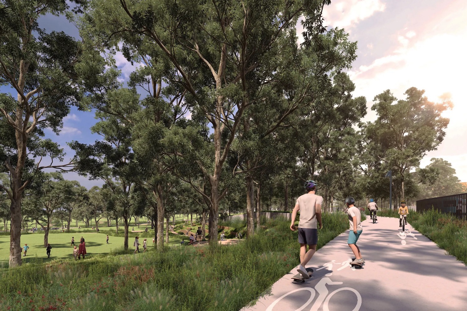 Artist's impression of the shared walking and cycling path through Cammeray Parklands.