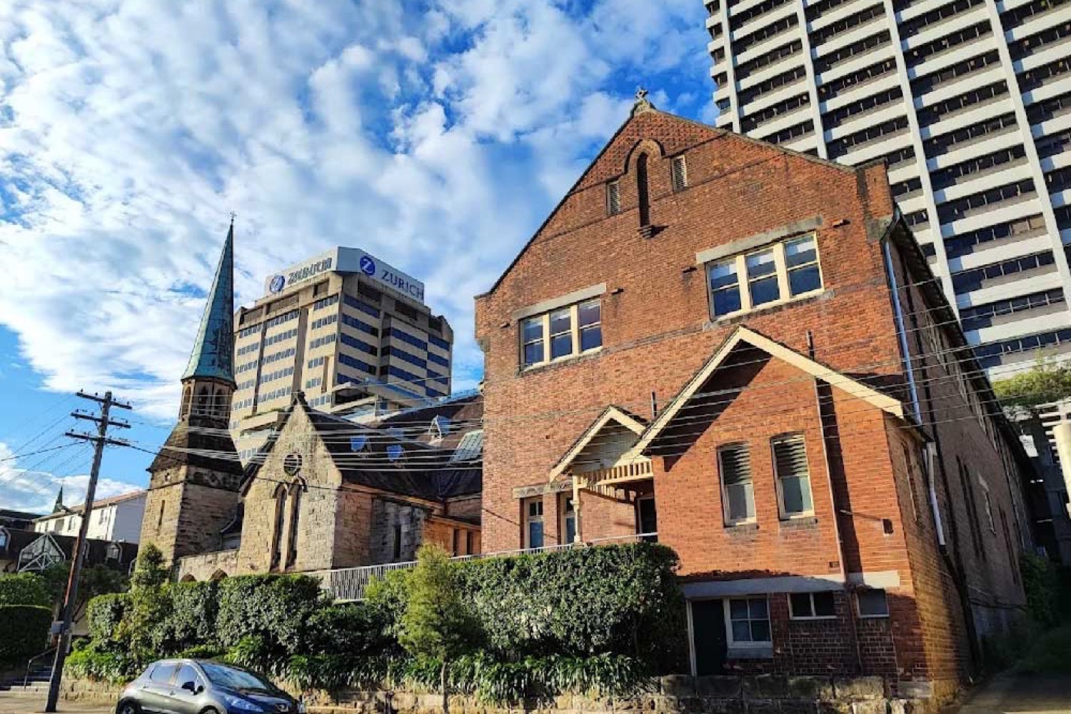 The heritage school building beside St Francis Xavier Church, proposed for adaptive reuse as affordable housing.