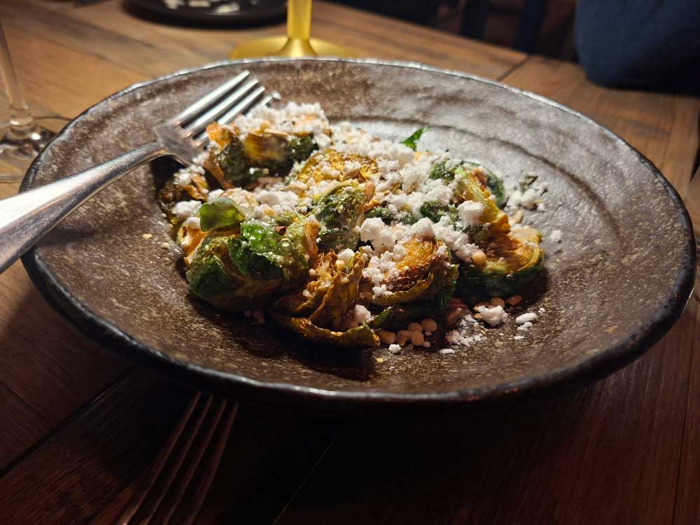 Brussel sprouts, truffle powder, chardonnay vinegar emulsion