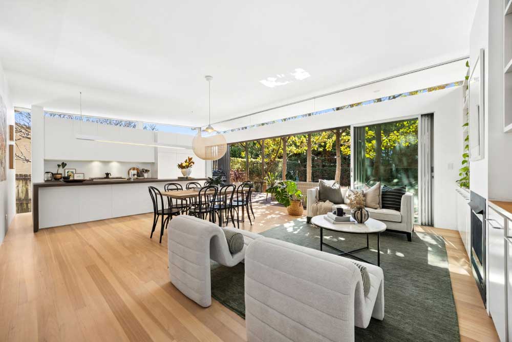 Living Area looking onto open planned kitchen Living Area looking onto open planned kitchen