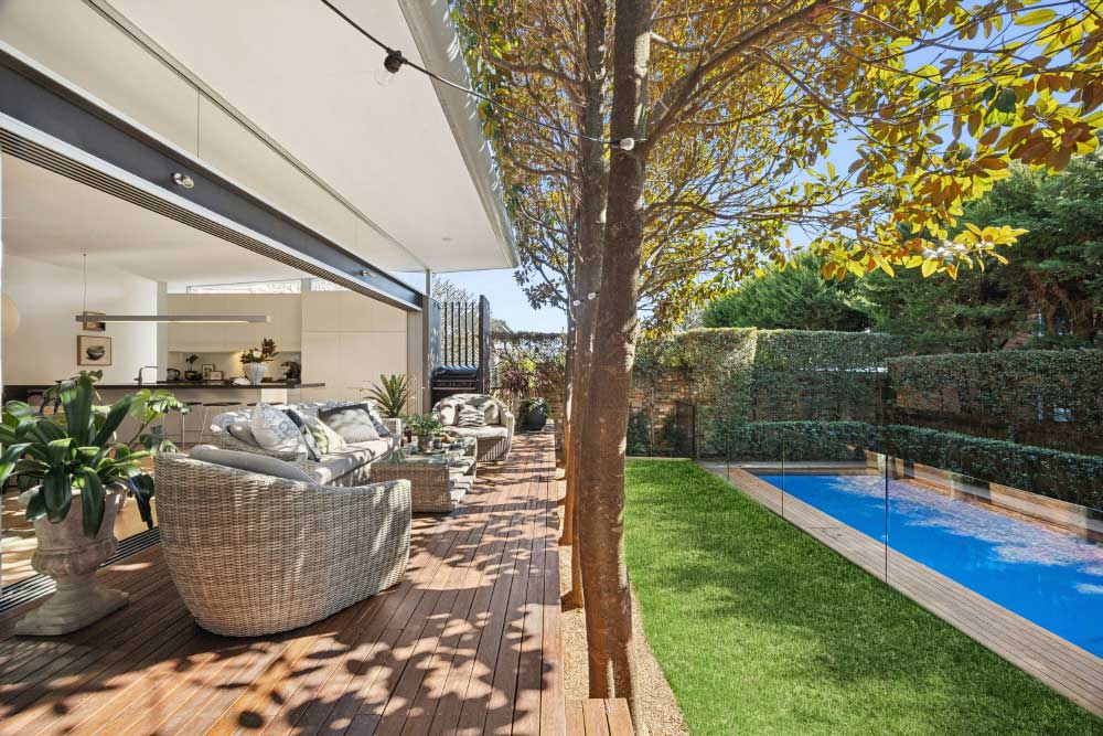 North facing sending all the light over the pool and outdoor living area North facing sending all the light over the pool and outdoor living area