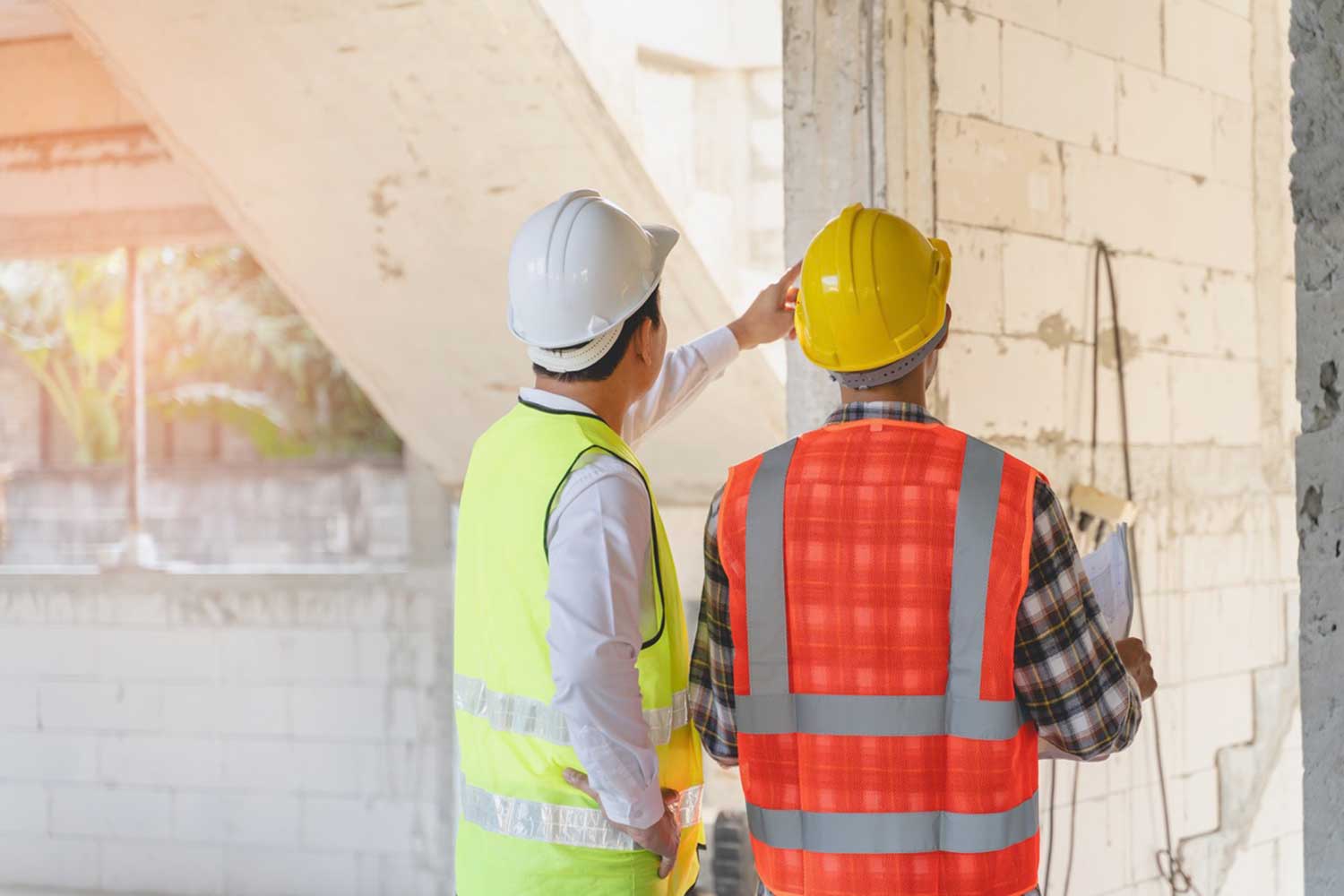 Building inspectors at at work site
