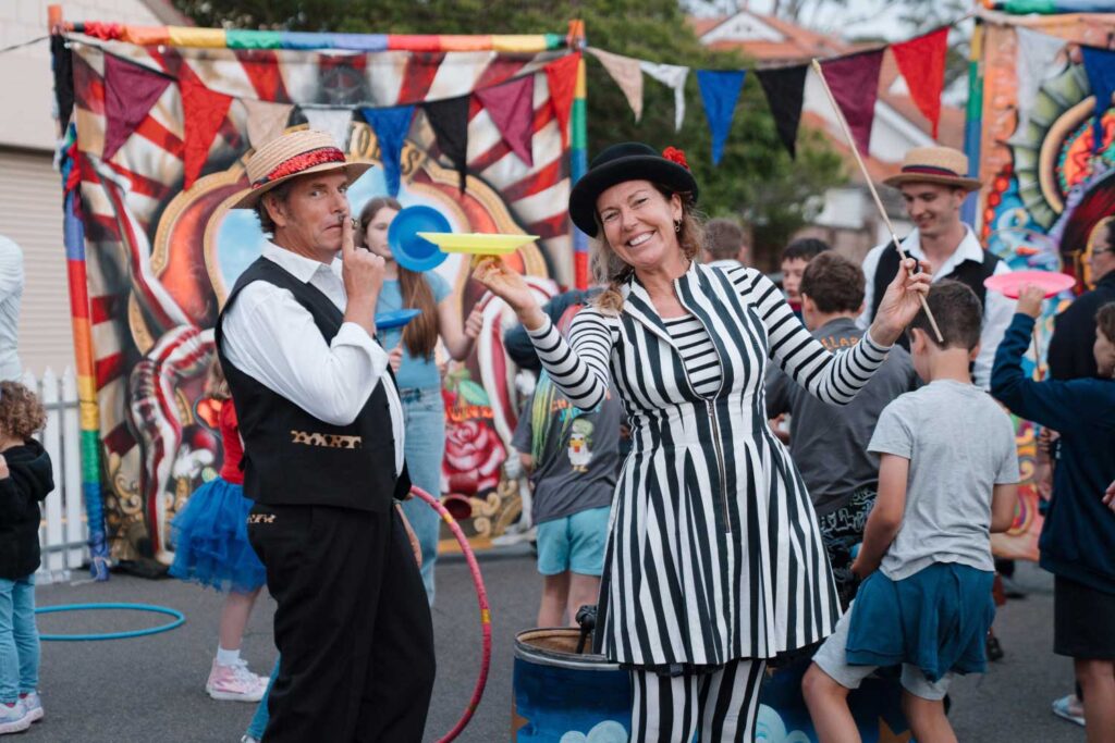 People having fun at a street party