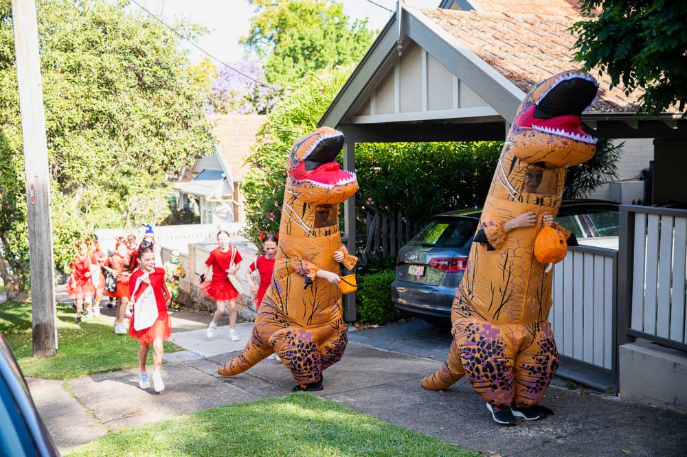 Kids in blow up dinosaurs for Halloween Kids in blow up dinosaurs for Halloween