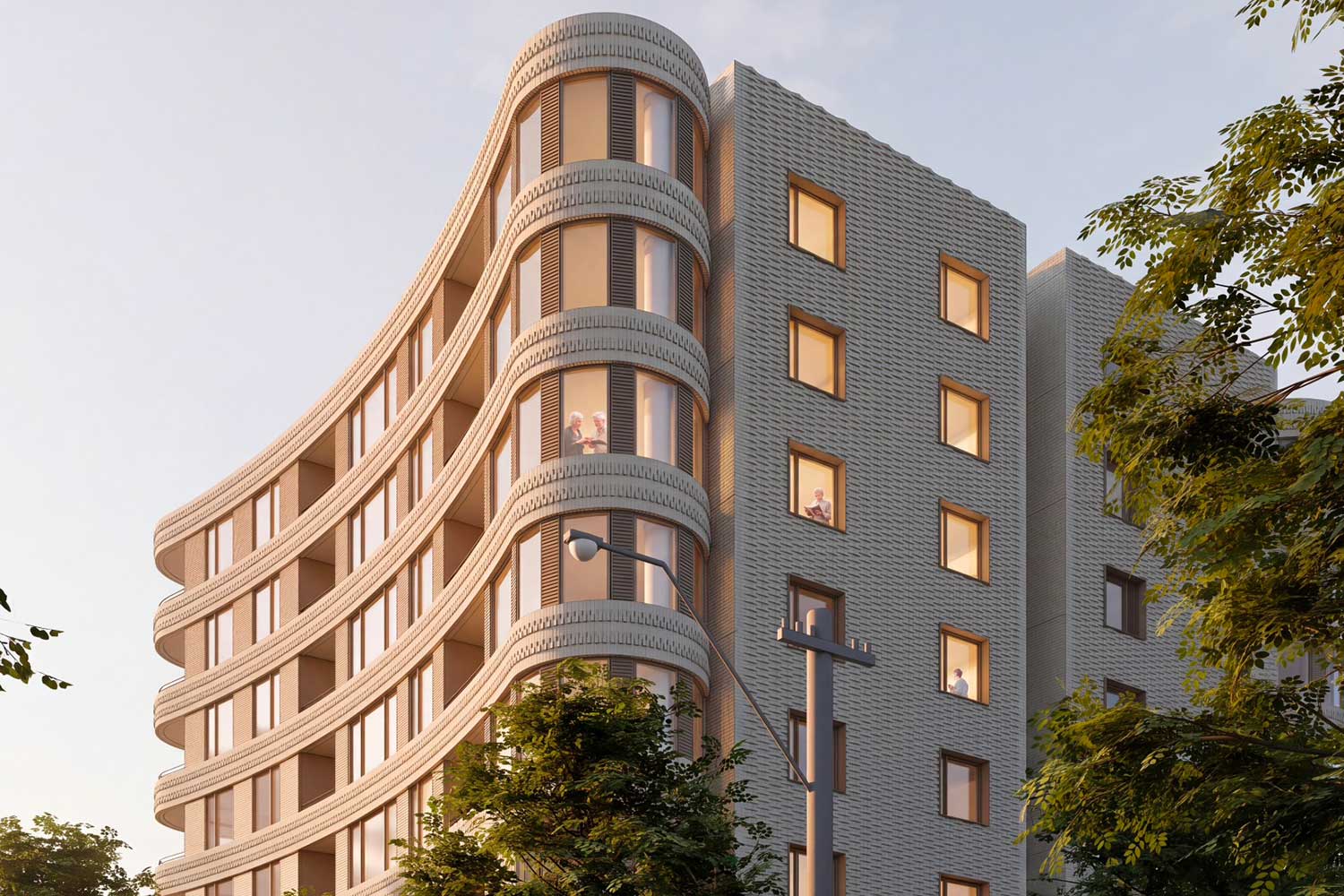 Artist impression of the apartment tower Artist impression of the apartment tower